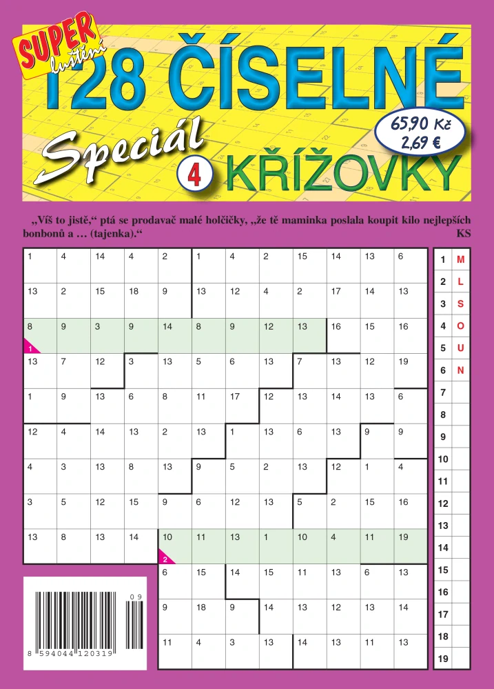 128 Číselné křížovky speciál 4/24